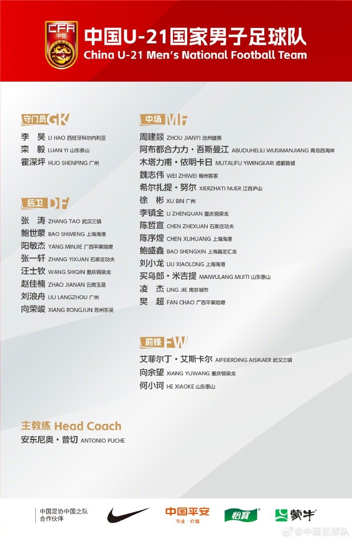 津媒：本期U21国青囊括该年龄段优秀球员但两场国际热身未落实
