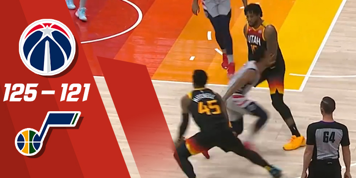 NBA-邵伟25 14 14米切尔42 6奇才双杀爵士