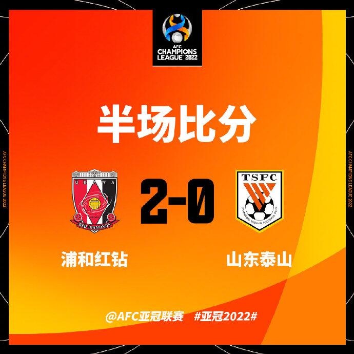 半场-4分钟连丢2球 山东泰山0-2浦和红钻