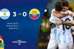 美洲杯阿根廷3-0厄瓜多尔报道:梅西任意球助攻2球
