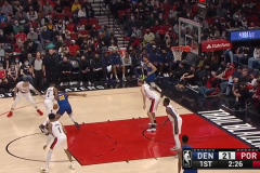 NBA常规赛开拓者119-100险胜掘金 利拉德25分