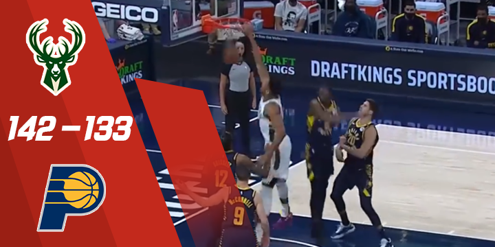 “亮点”NBA-字母哥40 15 6霍利迪20 14 4雄鹿击败步行者
