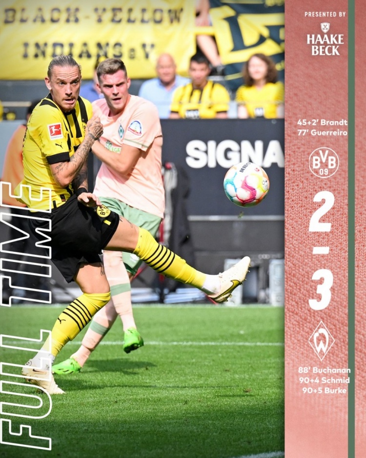 3-2逆转多特！不莱梅上一次在德甲获胜是2021年3月10日