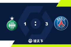法甲战报：巴黎3-1逆转圣埃蒂安 梅西助攻帽子戏法 内马尔重伤离场