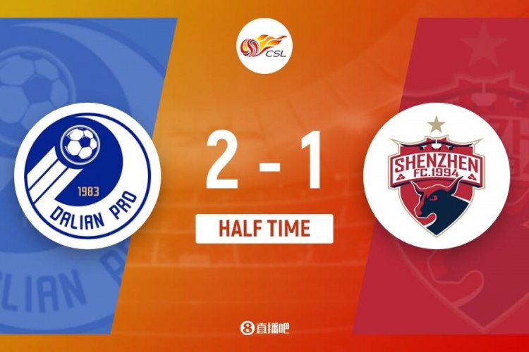 半场-叶力江头球破门费煜远射双响 大连人2-1深圳
