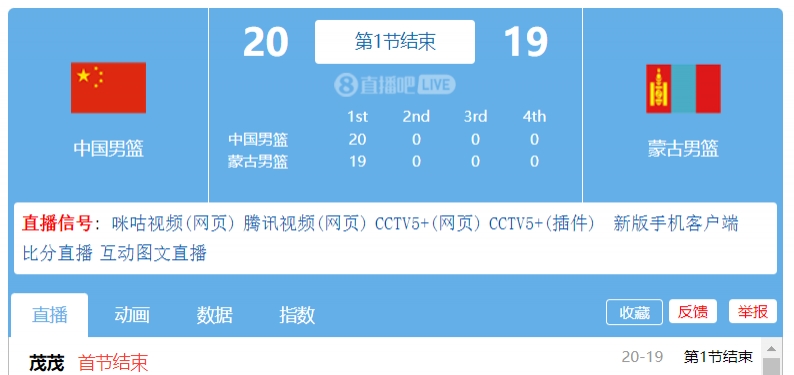 中国男篮第一节2019蒙古男篮，相当于中国男足半场00孟加拉国