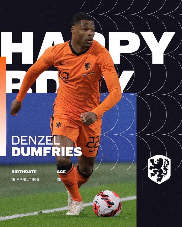 荷兰国家队祝福邓弗里斯：生日快乐，丹泽尔！