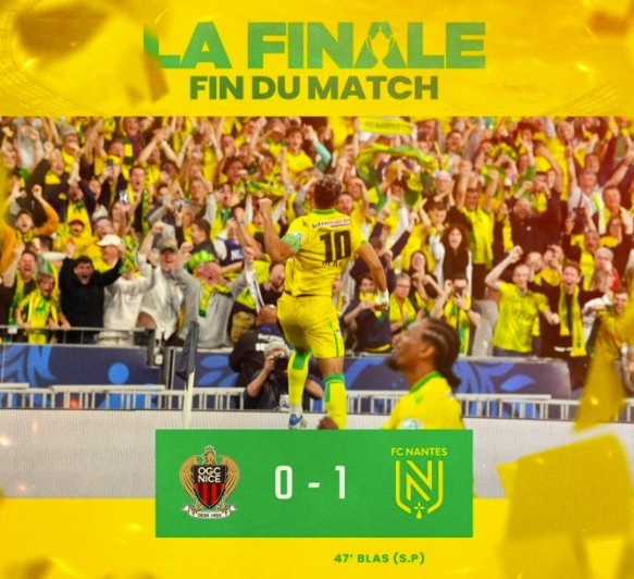 1-0战胜尼斯，南特队史第4次夺得法国杯冠军
