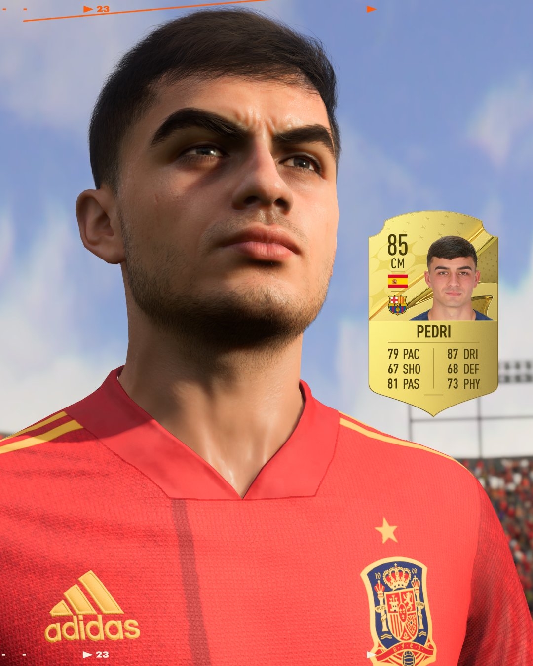 官方：FIFA23佩德里能力值85分！传球81&盘带87&速度79
