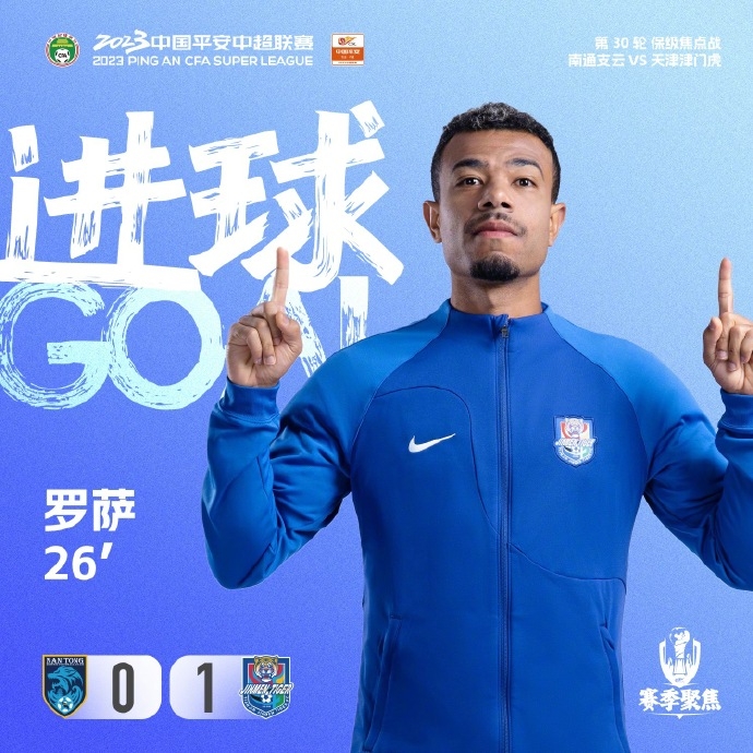 拉大连人一把南通主场落后！津门虎外援罗萨俯身冲顶破门