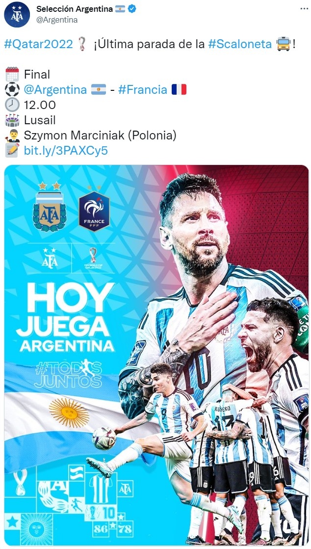 阿根廷官推晒海报预热决赛，梅西C位