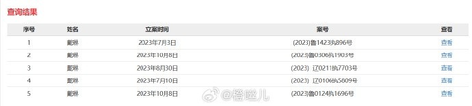 博主：戴琳2023年度被执行5次，总计执行标的超350万元