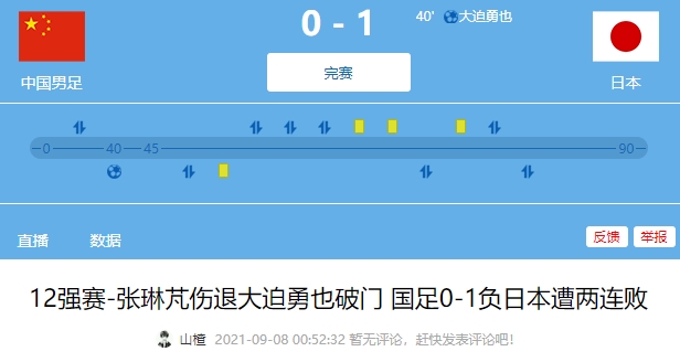 3年前的今天，中国队在世预赛12强赛中01负于日本队