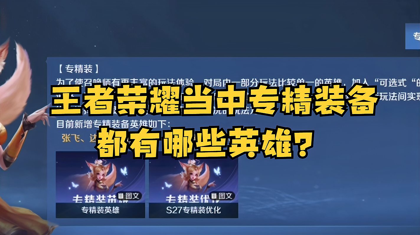 王者荣耀当中专精装备都有哪些英雄？