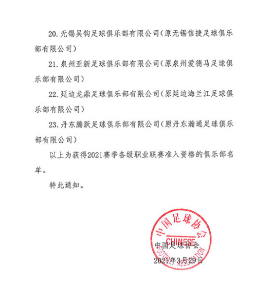 足协官宣联赛准入名单：江苏无缘津门虎压哨复活，沧州递补回中超