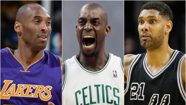 科比（Kobe Bryant），加内特（Kevin Garnett）和邓肯（Tim Duncan）