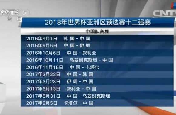 世预赛中国赛程时间表「世预赛中国队赛程时间表」