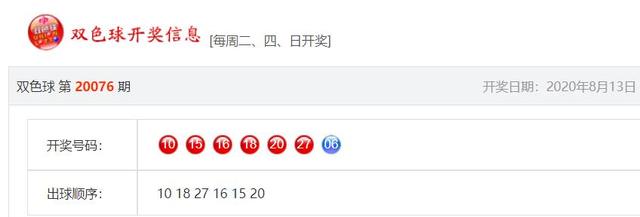 2020034期双色球开奖结果「2020034期双色球开奖结果查询」