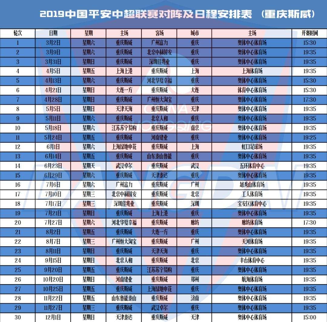 中国男足2019赛程「2019中国男足赛程表」