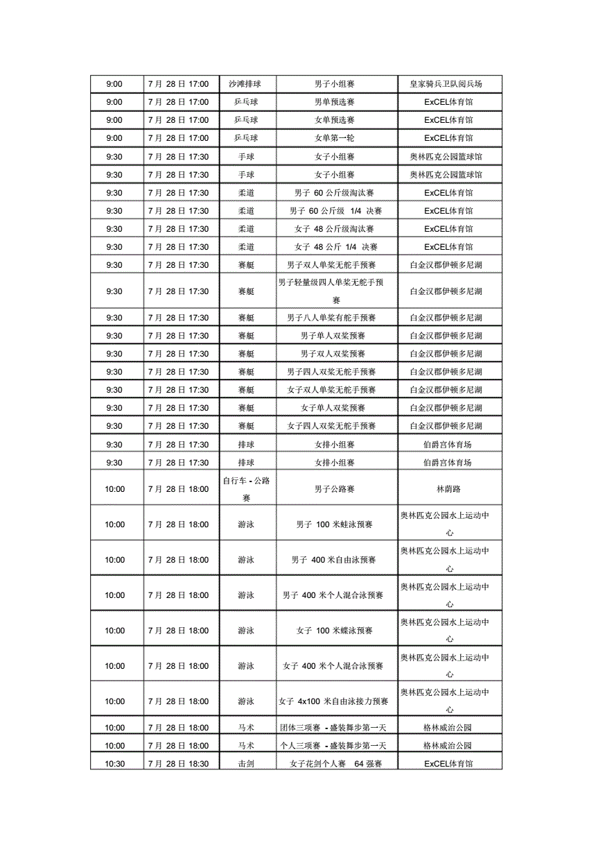 2021奥运会赛程表时间「2021奥运会赛程表时间表」