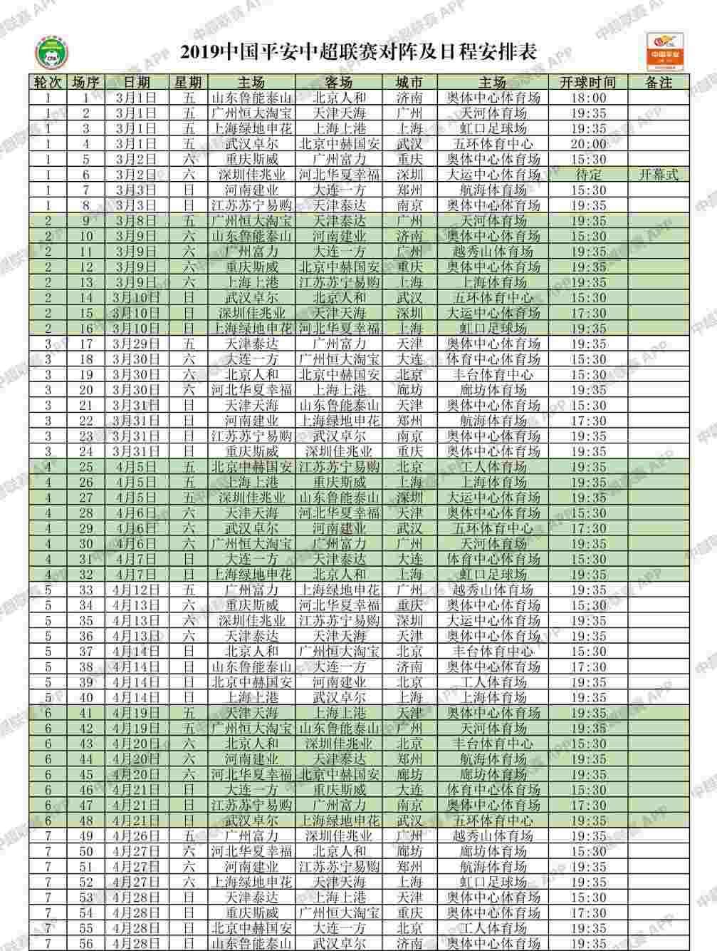 新赛季中超赛程，新赛季中超赛程出炉 新闻