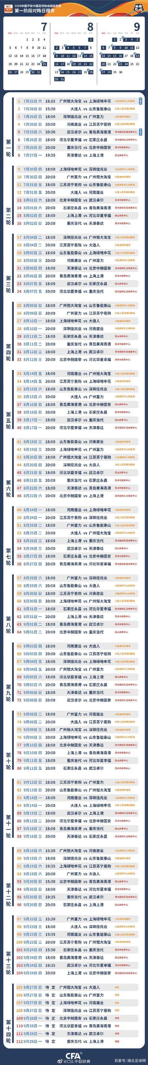 中超联赛赛程，2023年中超联赛赛程