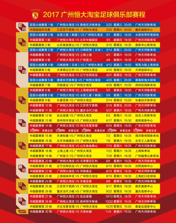 广州恒大亚冠赛程，广州恒大亚冠比赛时间