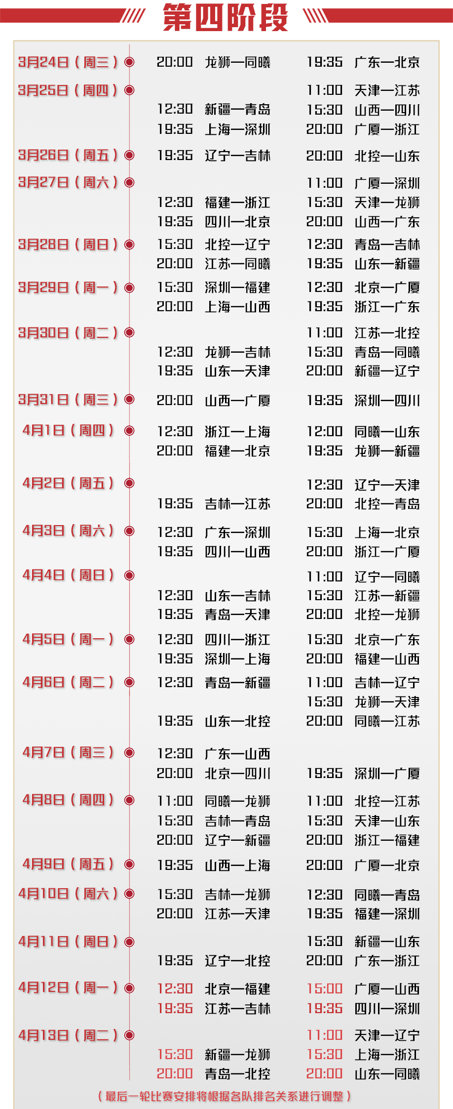 cba季后赛赛程安排2020，cba季后赛赛程安排20202021最新