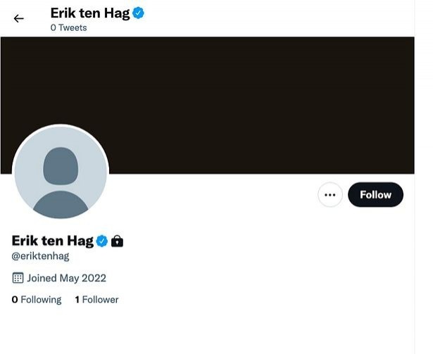镜报：滕哈赫开通推特账户，该账户目前正在验证中