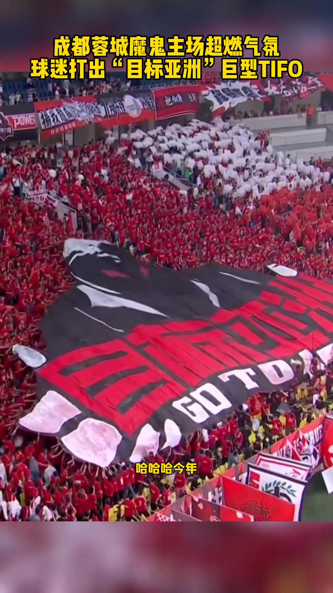 成都蓉城主场超燃气氛，球迷打出“目标亚洲”巨型TIFO