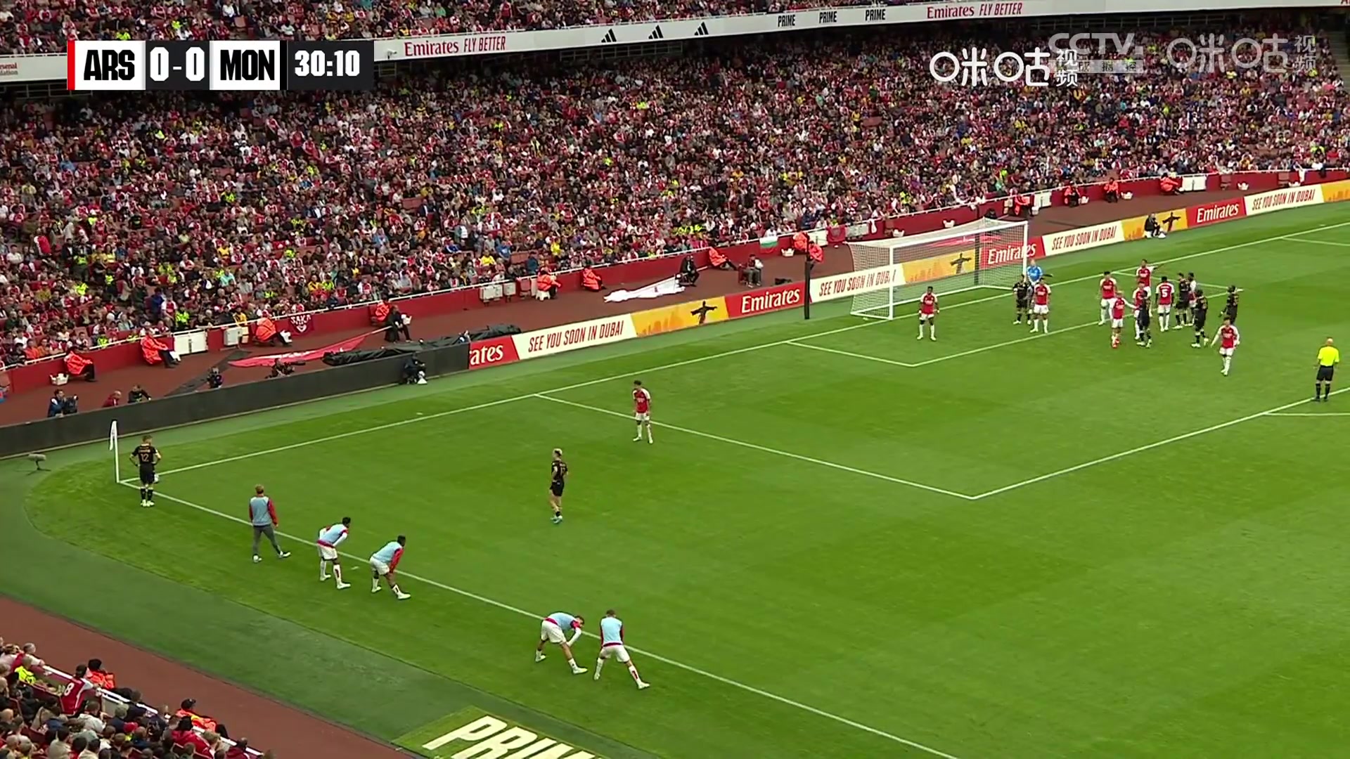 阿森纳0-1落后！尤素福-福法纳头球破门