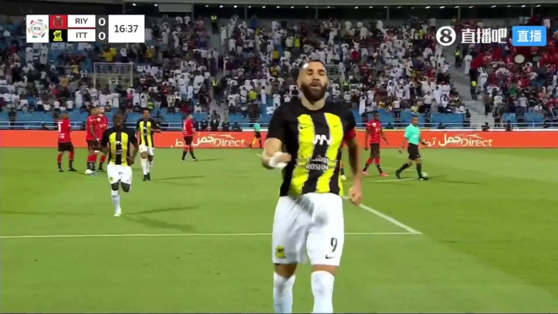 吉达联合取得领先！本泽马禁区推射破门先下一城！
