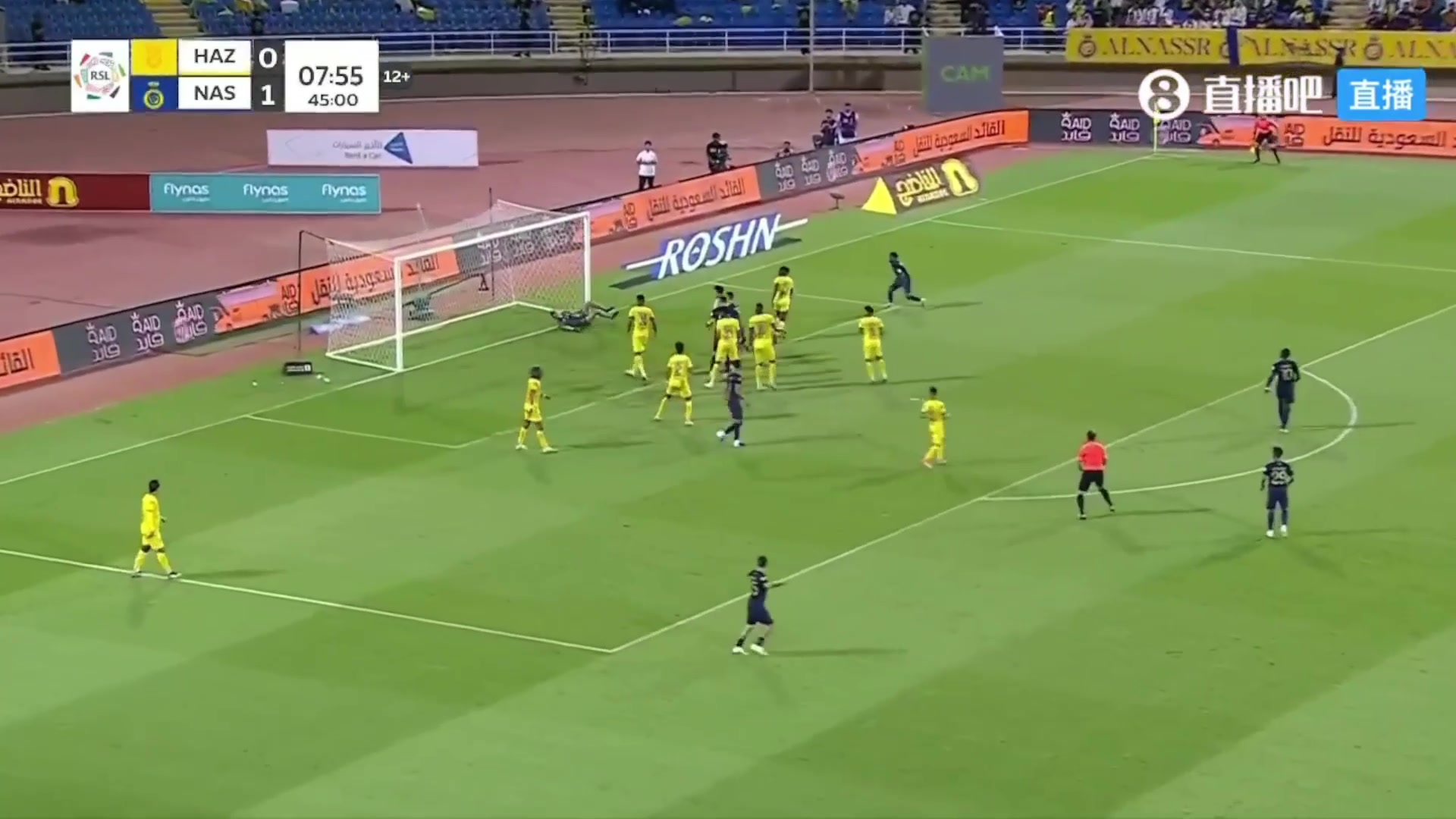 利雅得胜利2-0领先！哈巴利凌空抽射破门