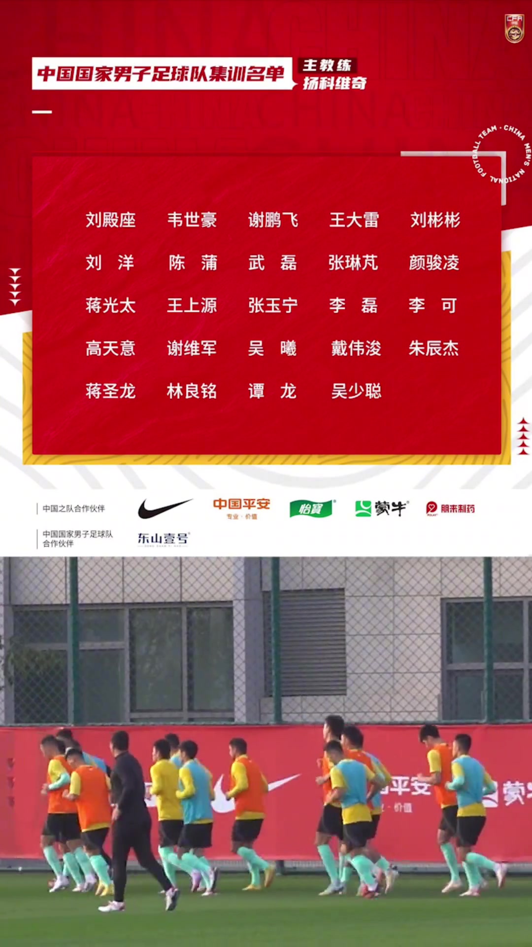 这阵容你怎么看？中国男足世预赛大名单公布