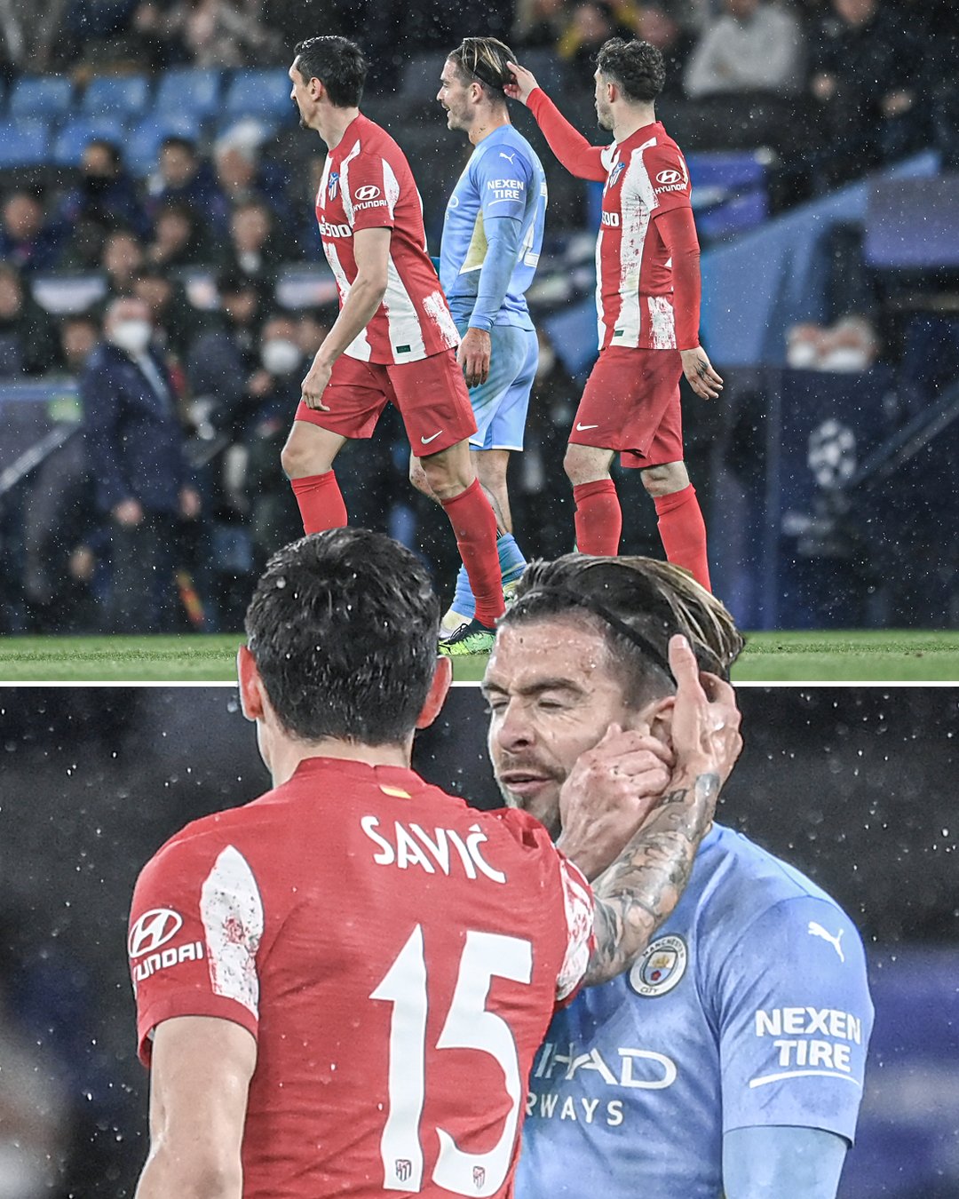 秀发可餐？ESPN晒图：马竞球员真的很想摸格拉利什的头发
