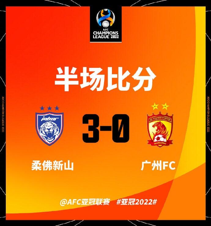 半场-后防漏人门将低级失误送礼 广州0-3柔佛DT